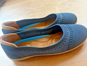 Dearfoams Original Comfort Misty Womens Ballet Flats Navy Blue Knit Shoes Size 7
